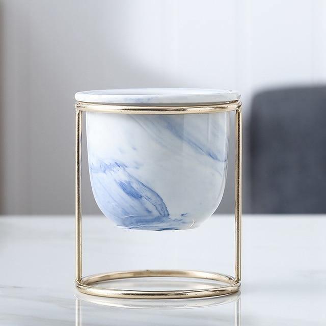 Regal Marble Ceramic Planter Blue