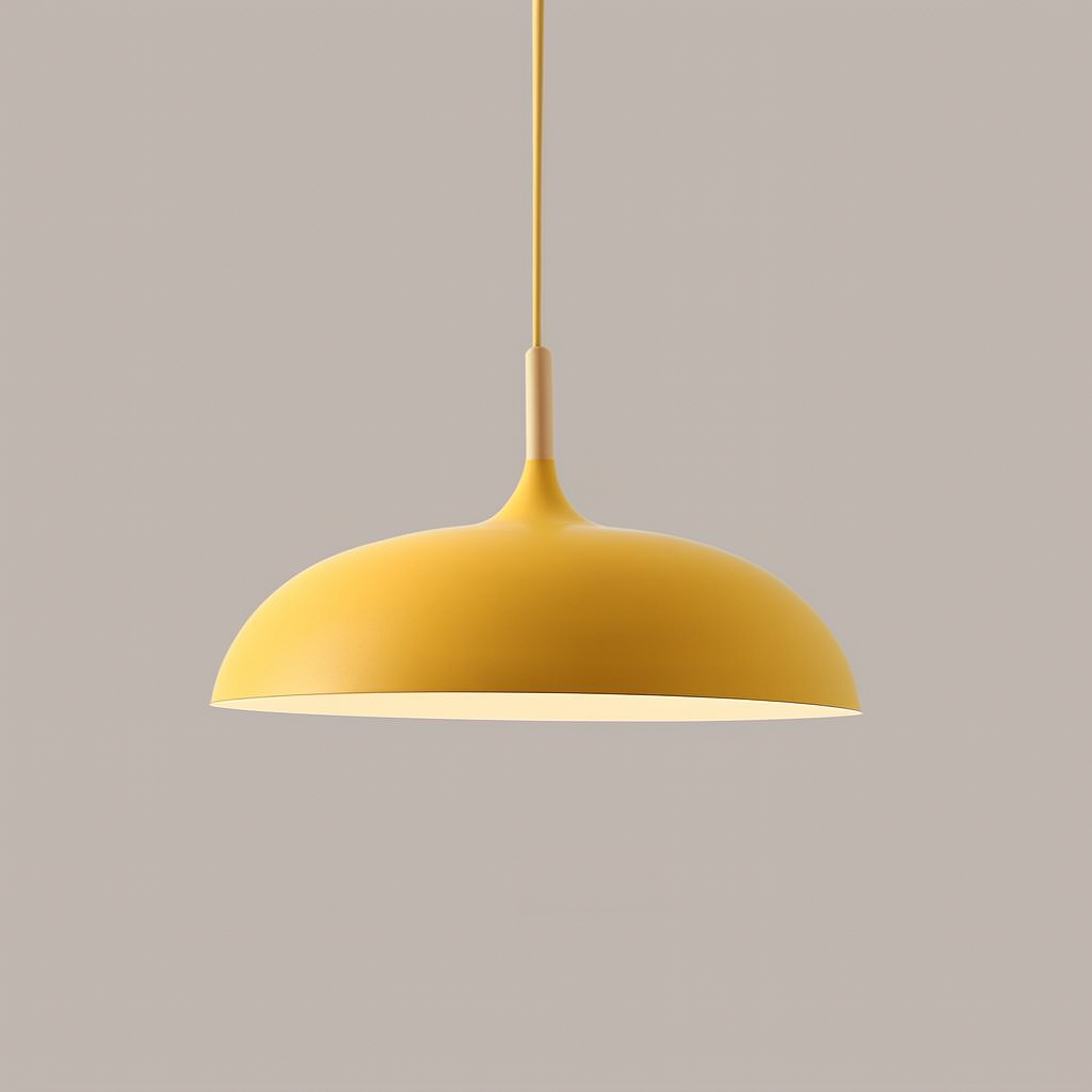 Soft Pastel Palette Pendant Lights in Metal & Wood - Final Sale Flat Sphere L Marigold