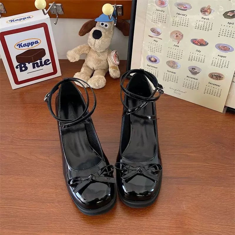 Red Mary Jane Heels Black
