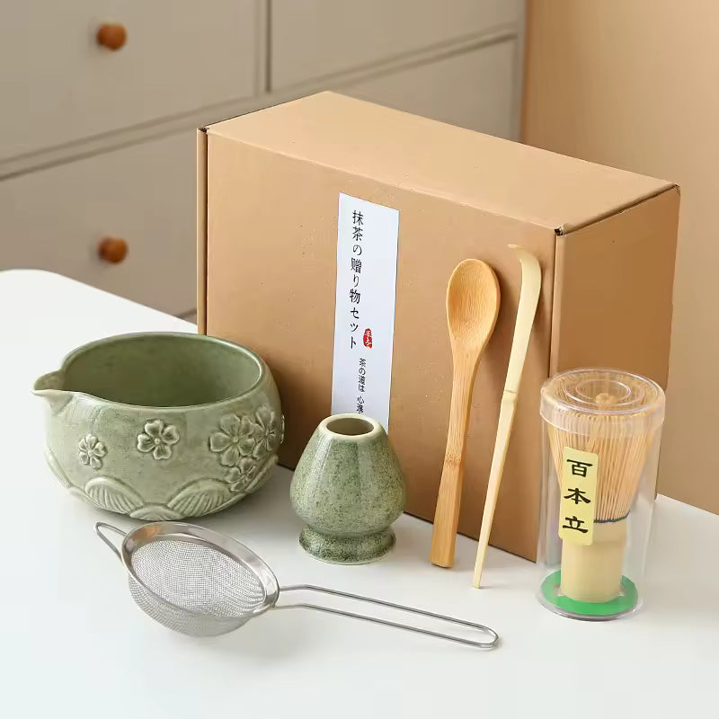 Japanese Matcha Tea Set 6-Piece Green
