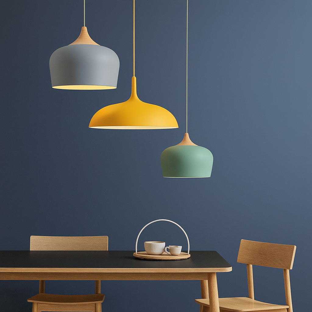 Soft Pastel Palette Pendant Lights in Metal & Wood - Final Sale