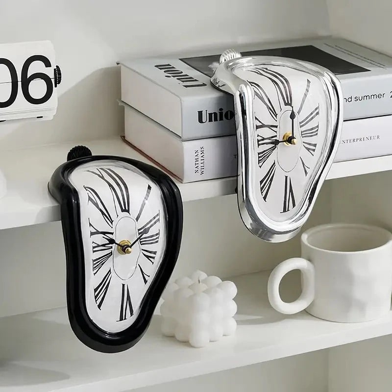 Abstract Melting Clock Black