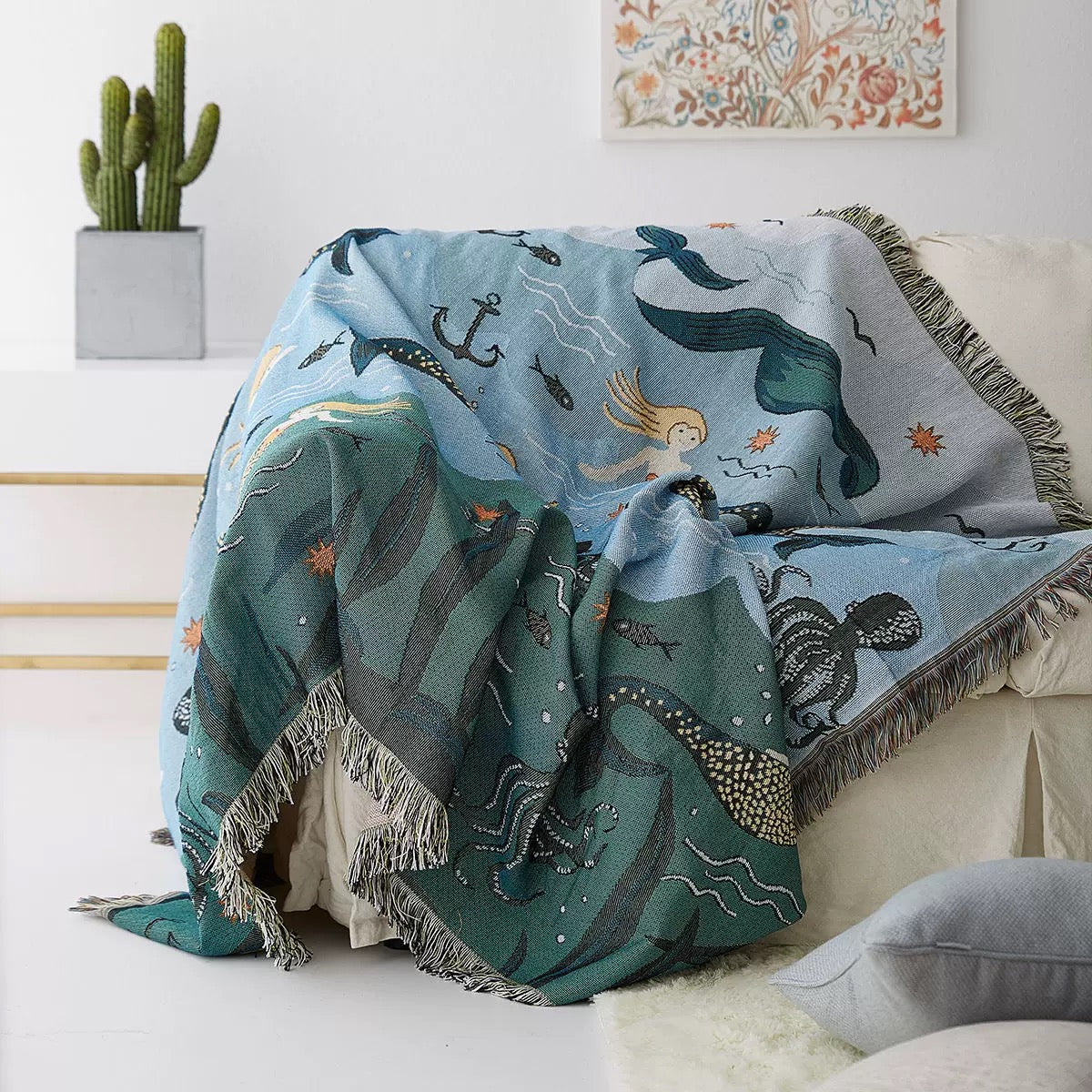 Mermaid Woven Throw Blanket