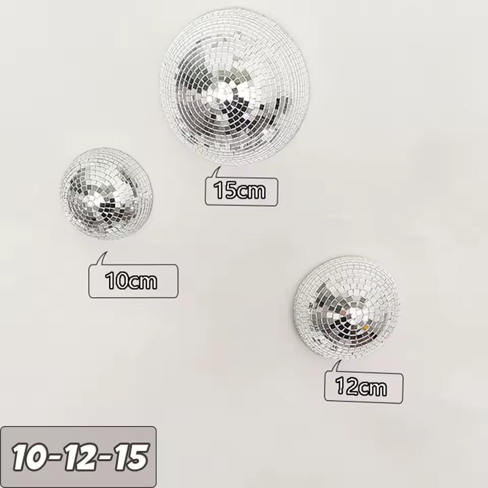 Silver Mirror Disco Ball Wall Decor Set 1 — Mini Reflect Set (10-12-15)