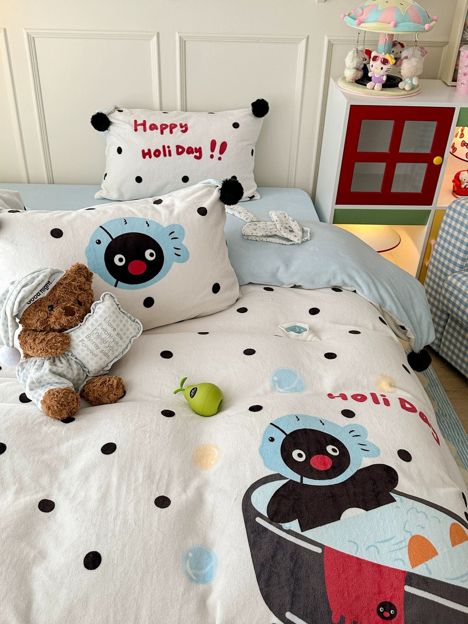 Cute Penguin Milk Fleece Bedding Set