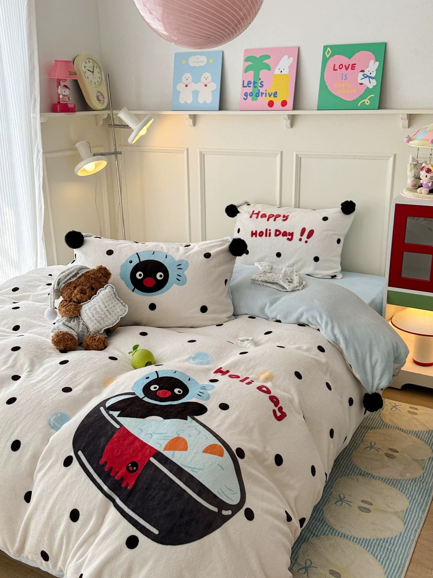Cute Penguin Milk Fleece Bedding Set