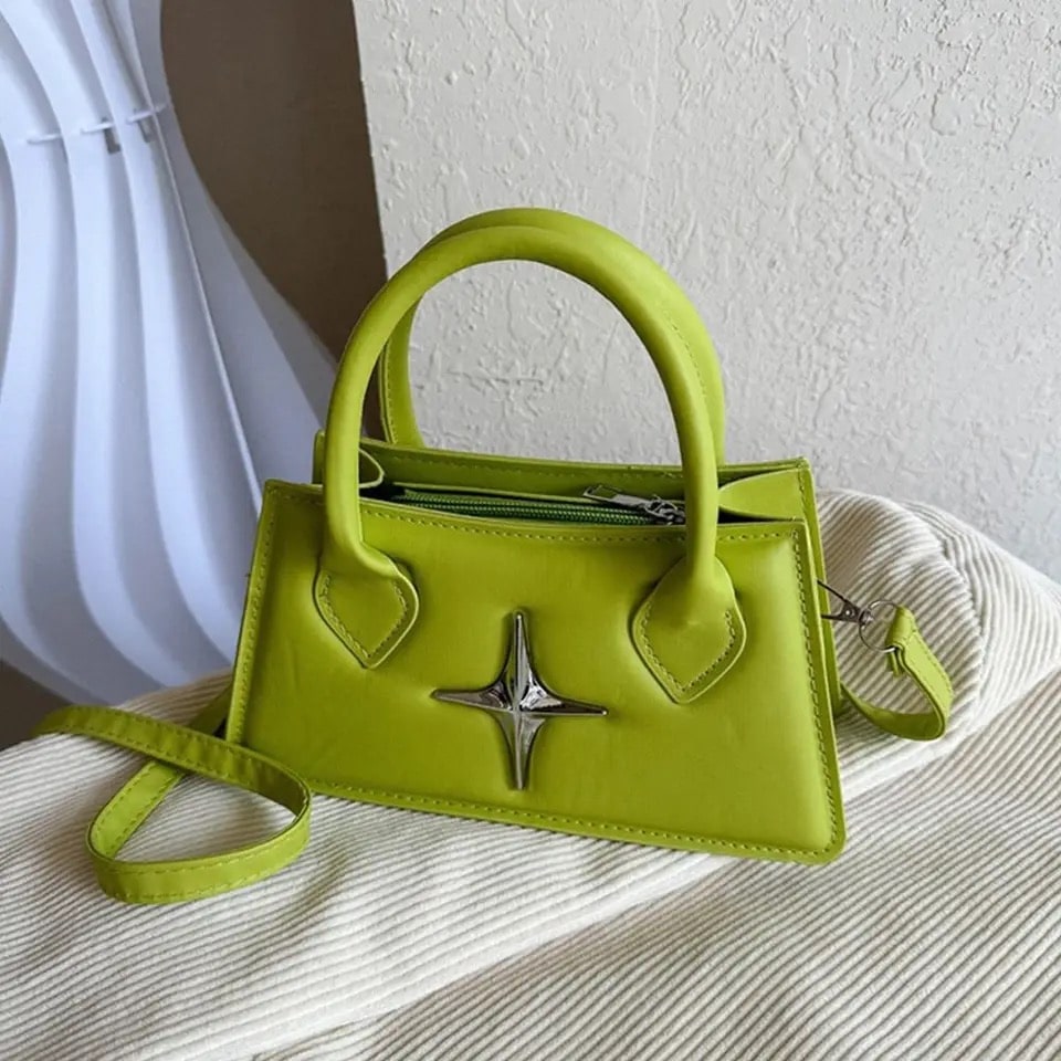 Black Mini Leather Y2k Bag Green