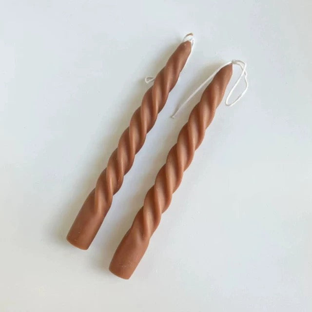 2 pc Spiral Candles Coffee 2