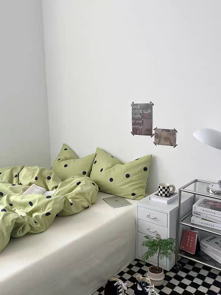 Sage Green Polka Dot Duvet Cover Set