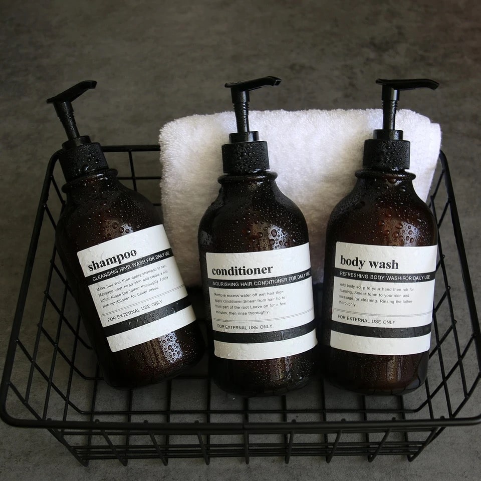 3 Pcs Set Bathroom Dispenser Amber