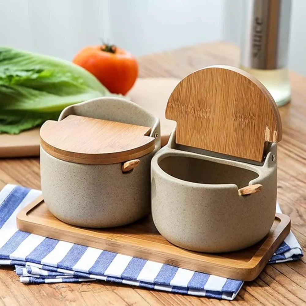 Ceramic Spice Jar with Bamboo Lid