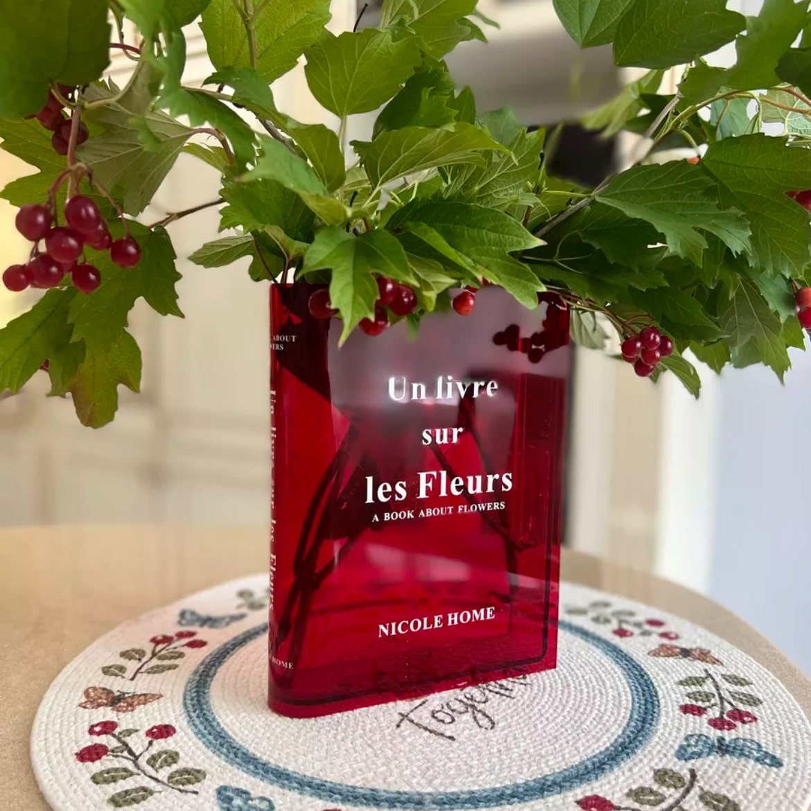 Translucent Book Vase Red