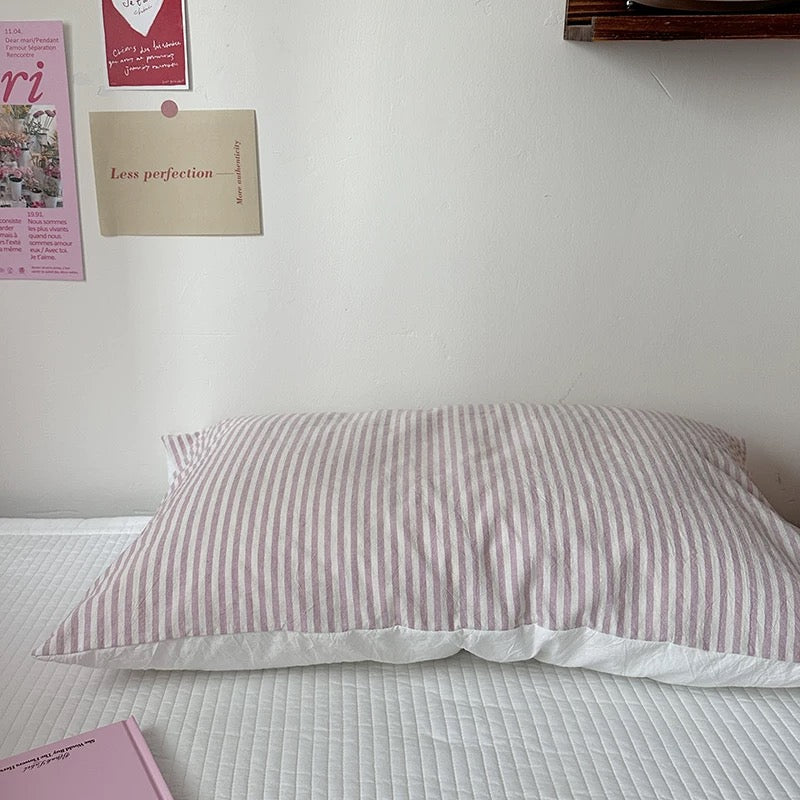 Pastel Aesthetic Cotton Pillowcase Striped