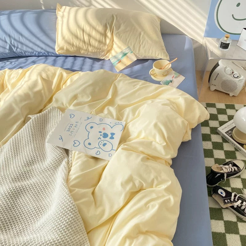 Soft Pastel Blue & Cream Bedding Set