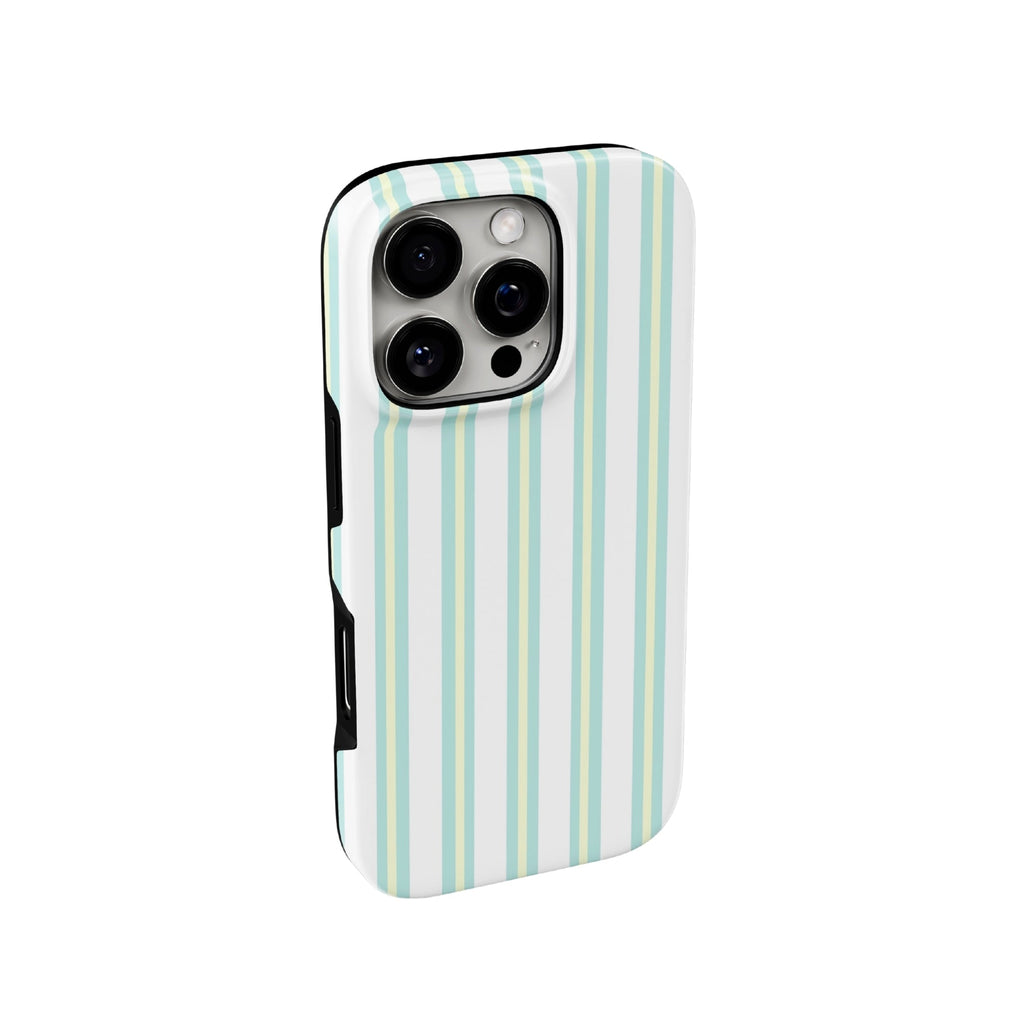 Mint & Yellow Glossy Striped iPhone Case