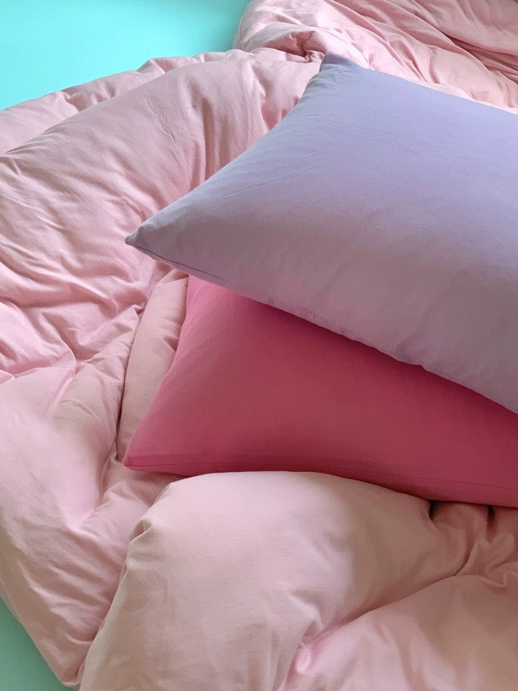 Pastel Pink Cotton Duvet Cover Set