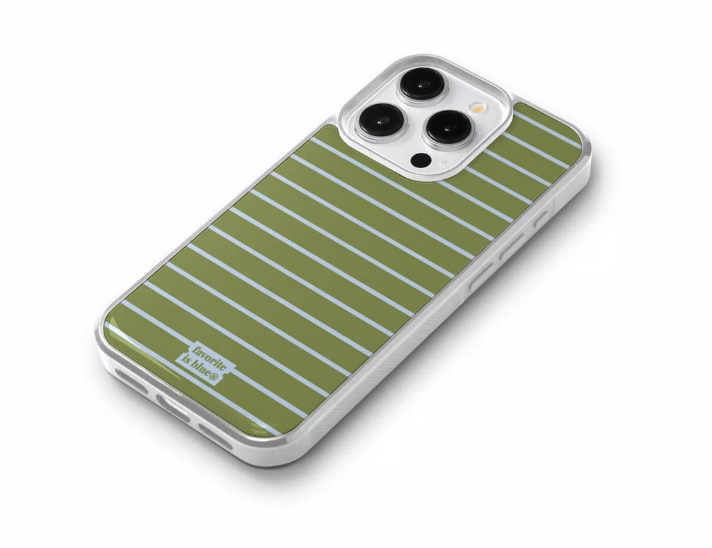 Olive Green Preppy Striped iPhone Case