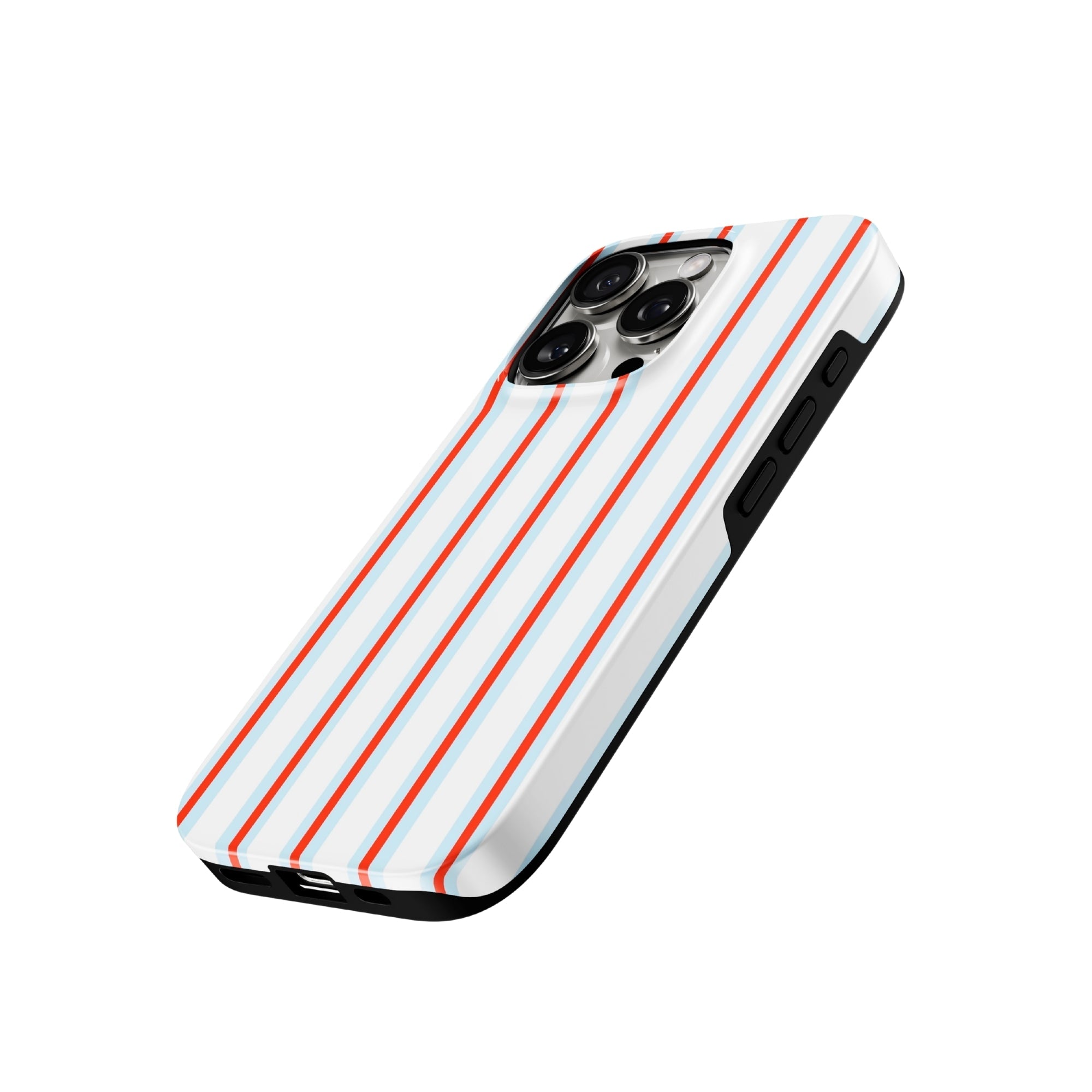 Retro Red & Blue Striped iPhone Case