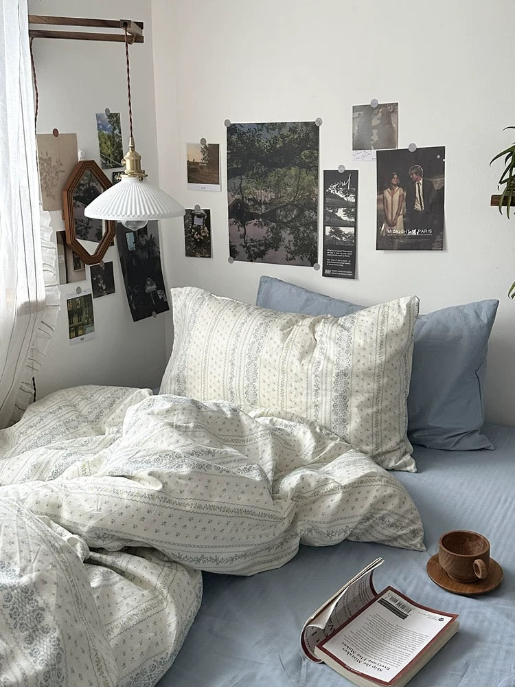 Dusty Blue Aesthetic Duvet Cover Set