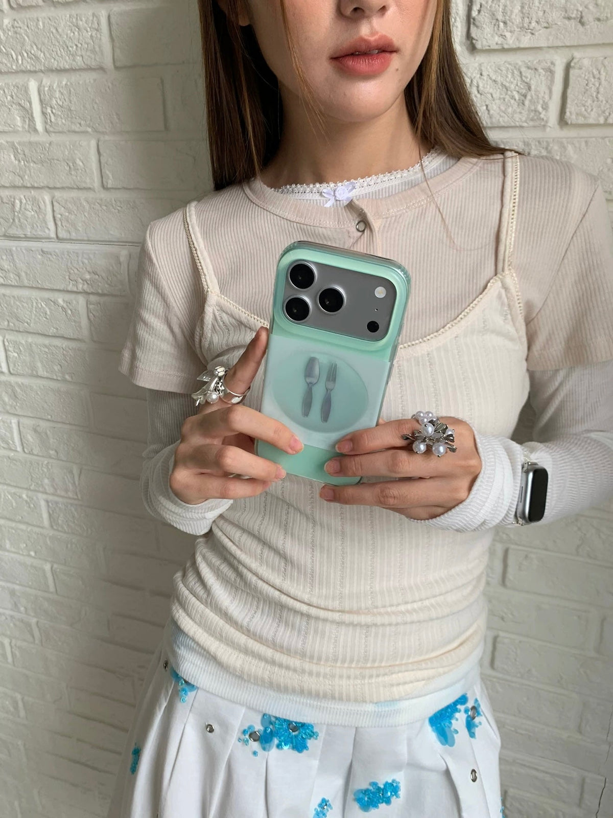 Mint Green Cutlery Phone Case