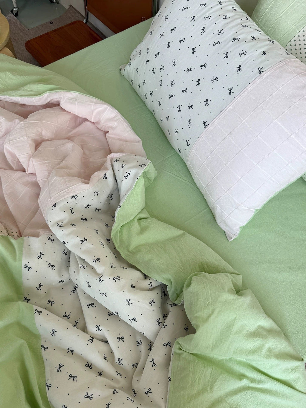 Mint Green Bow Duvet Cover Set