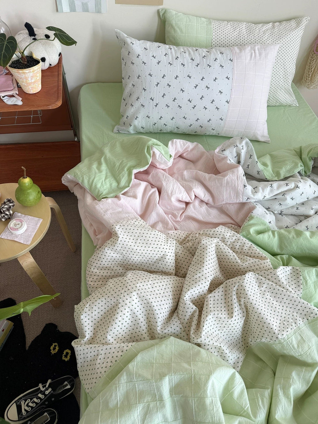 Mint Green Bow Duvet Cover Set