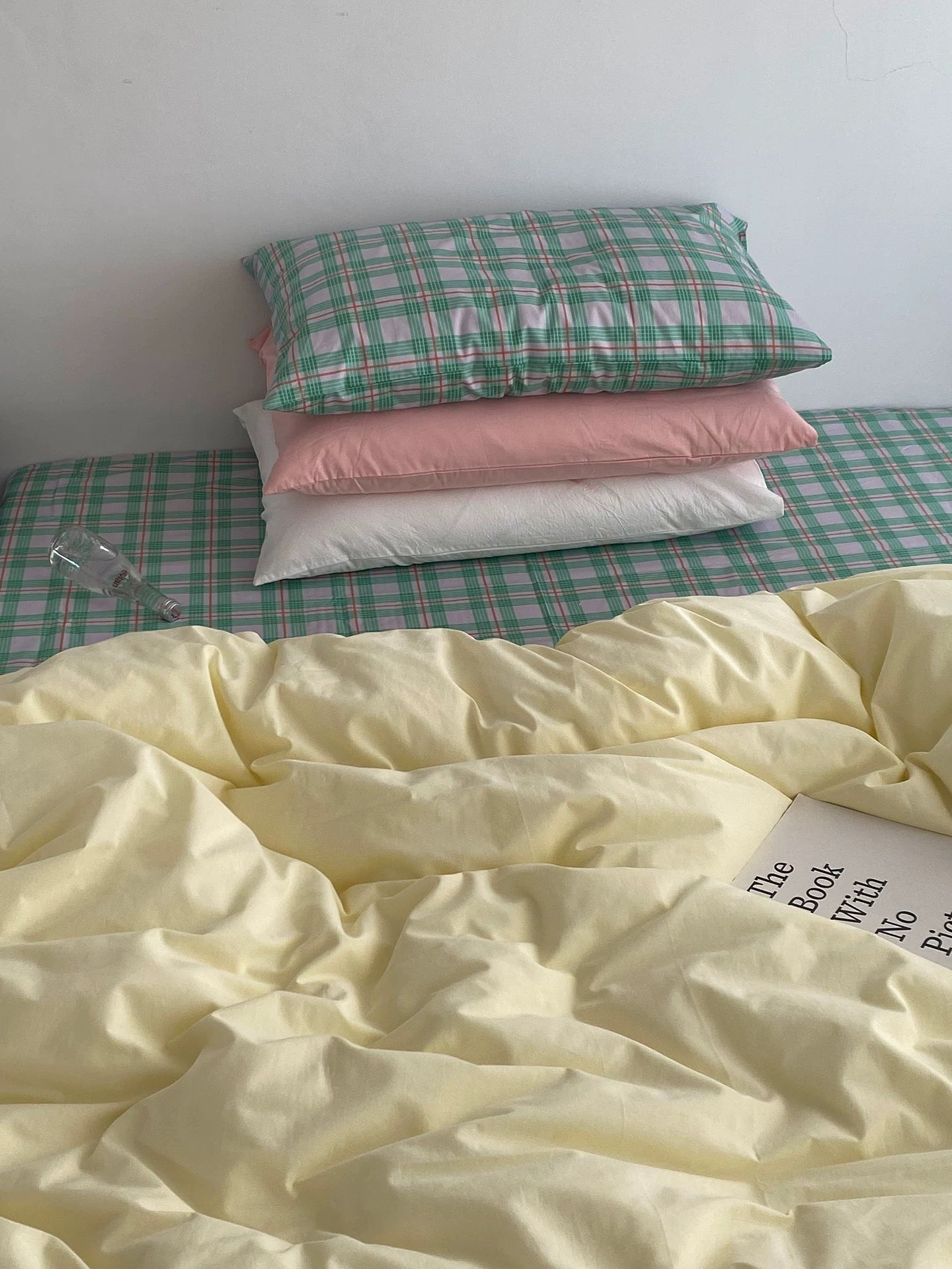 Pink & Mint Green Plaid Duvet Cover Set