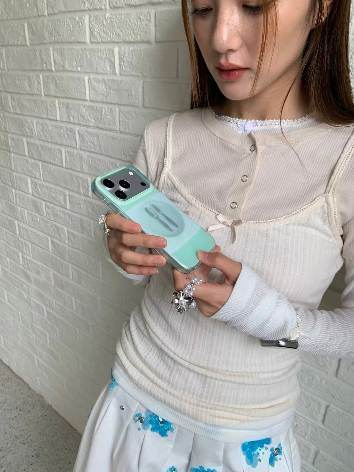 Mint Green Cutlery Phone Case