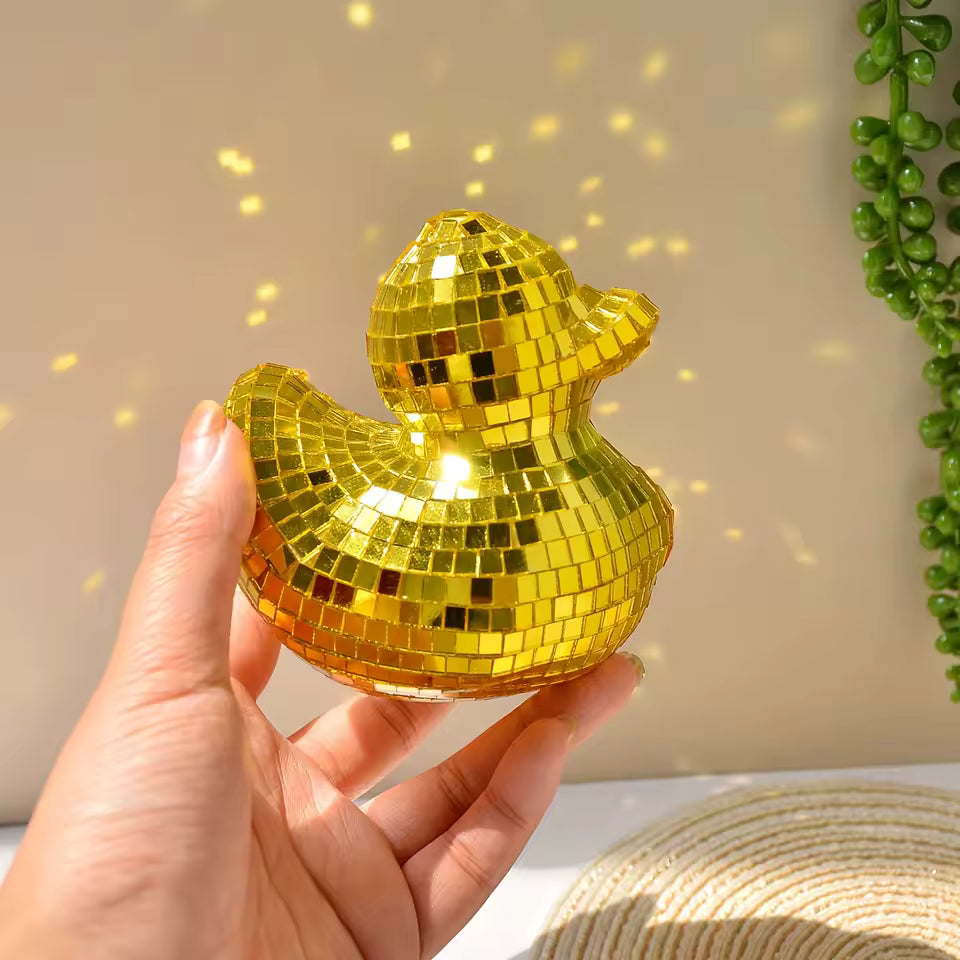Disco Duck Mirror Ornament Yellow