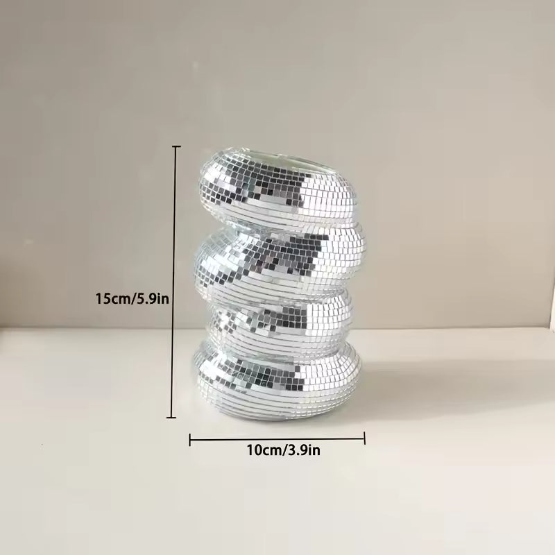 Mirror Disco Ball Spiral Vase
