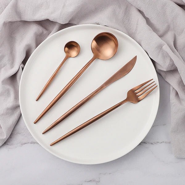 Modern Dinnerware 24-Piece Set Rose Gold