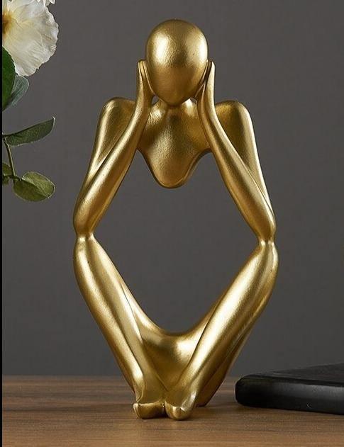 Mindful Abstract Statue Gold Cupping Face