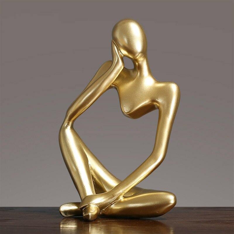 Mindful Abstract Statue Gold Pensive