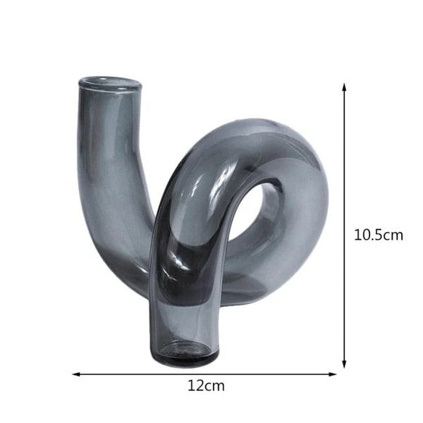 Twist Glass Candlestick Holder Grey
