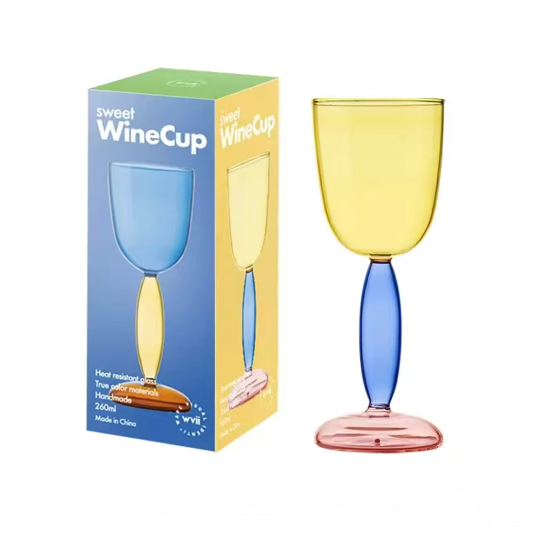 Colored Borosilicate Wine Glasses Bordeaux Glass Yellow