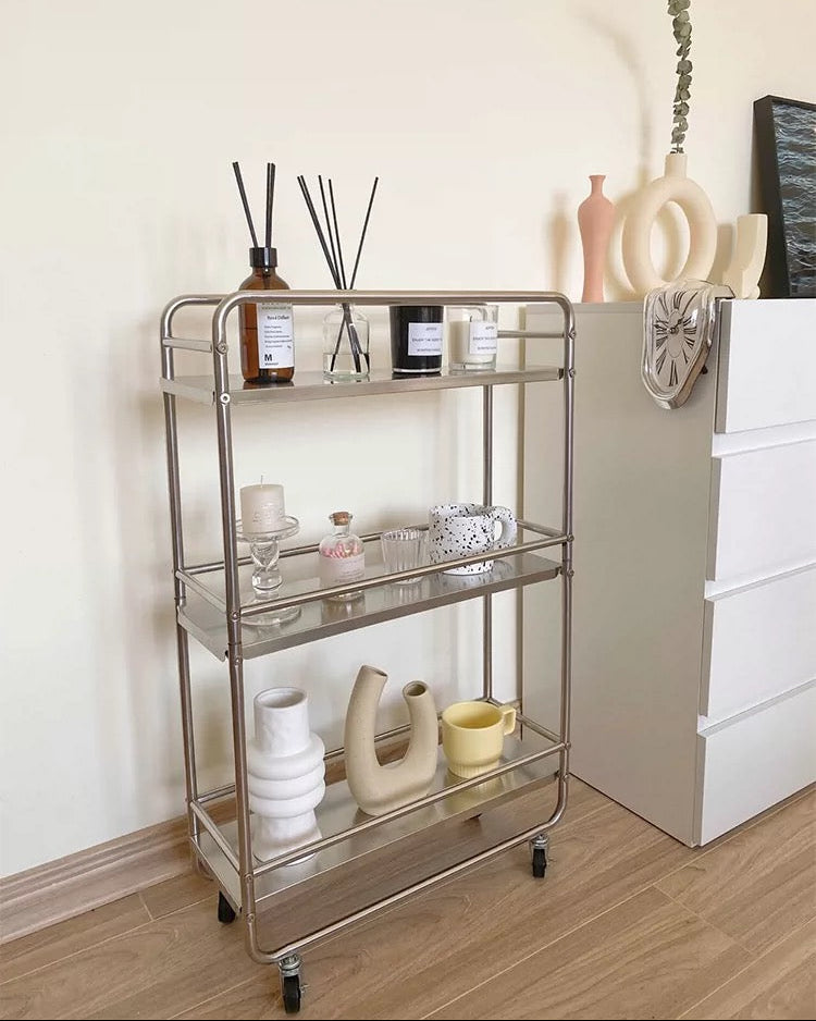 Chrome Rolling Bar Cart