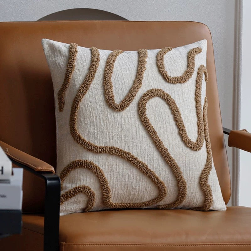Abstract Line Pillow Cover Coffee