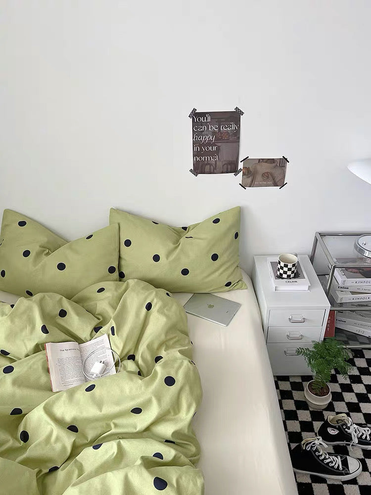 Sage Green Polka Dot Duvet Cover Set