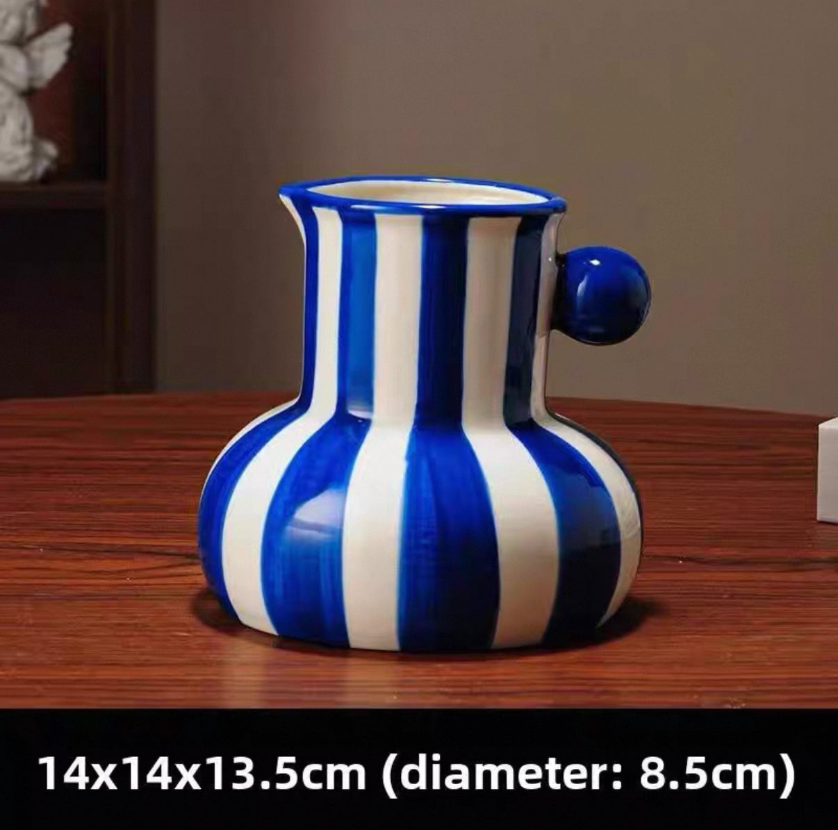 Modern Striped Ceramic Vase Blue
