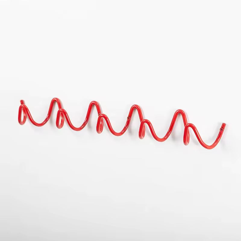 Modern Metal Wavy Wall Hook Rack Red Large