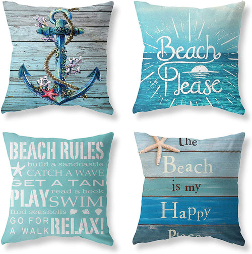 Beach Time Cushion Covers 4 Pack Bundle (Save More)