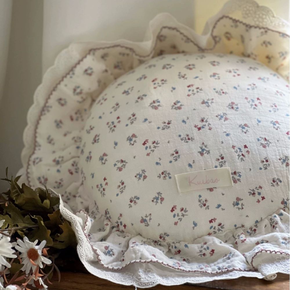 Round Ruffle Decorative Pillow Babysbreath