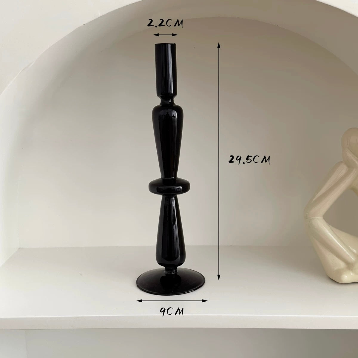 Decorative Black Glass Candle Holder E