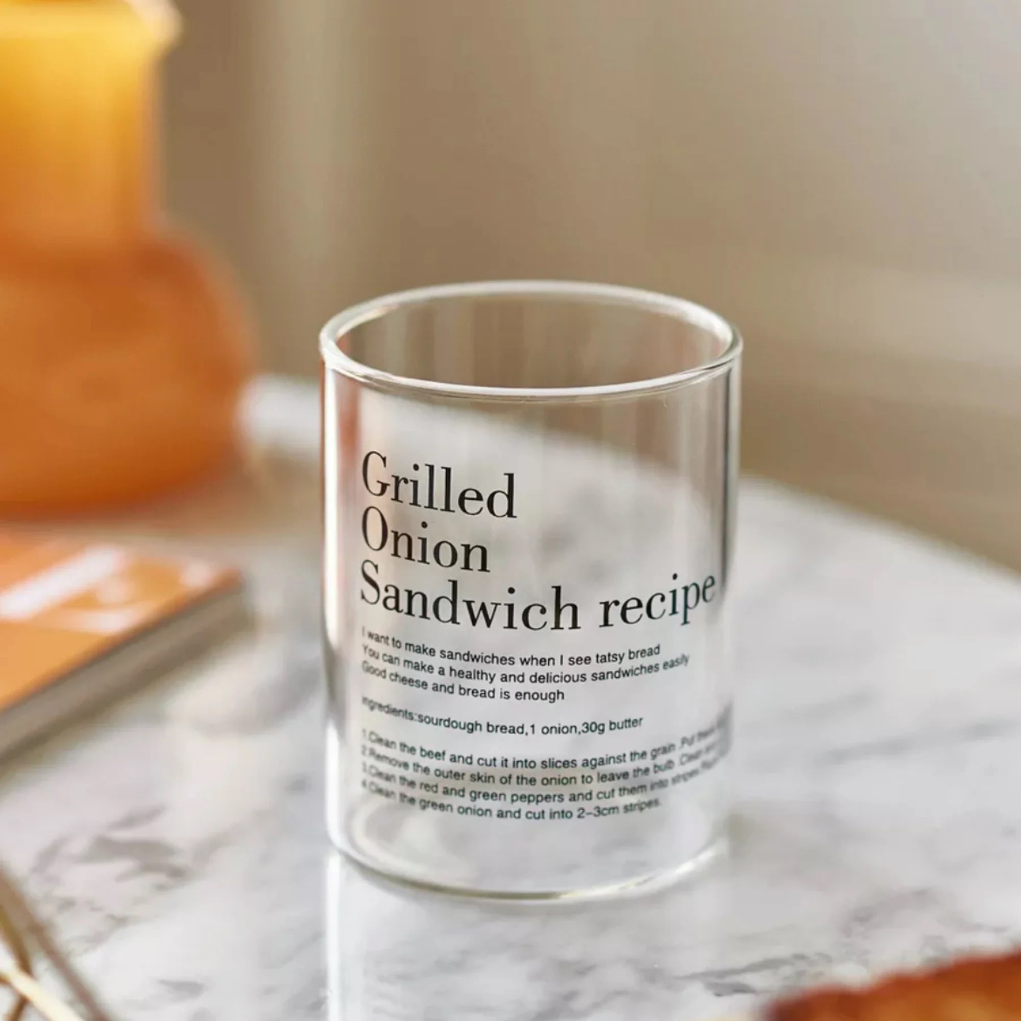 Coffee Tumbler Glass Black Letter