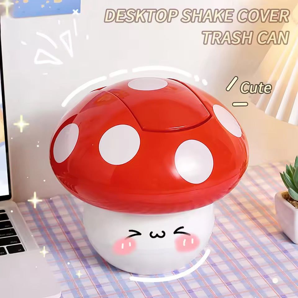 Cute Mushroom Desk Trash Can