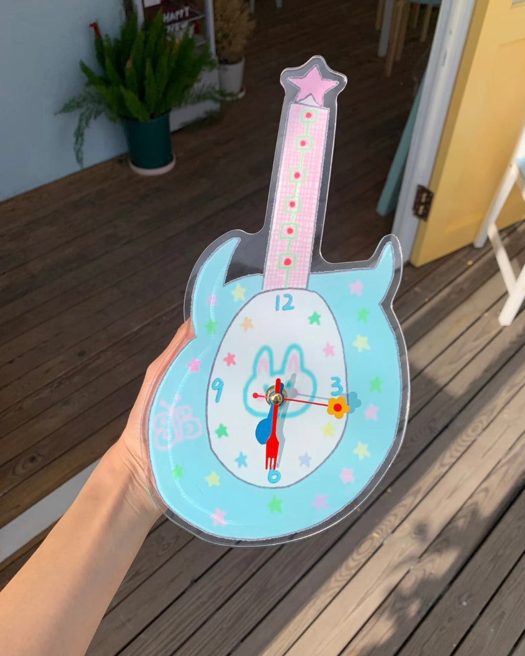 Pastel Guitar Wall Clock