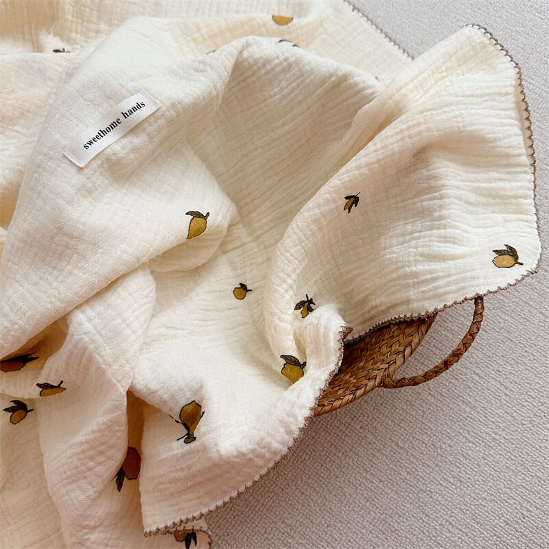Lemon Muslin Toddler Blanket & Pillow Set – 47"×51"