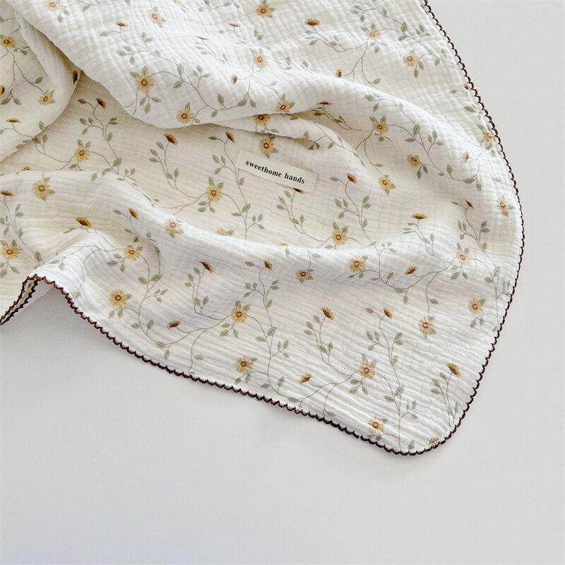 Lilac Floral Muslin Baby Blanket & Pillow Set - 47"×51"
