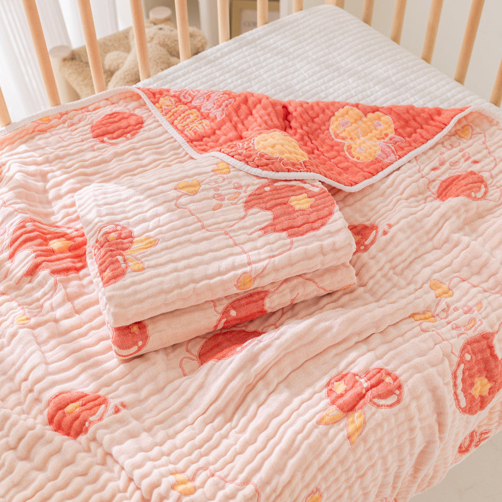 6-Layer Bamboo Muslin Baby Blanket - 40"×42 " Dragon Pink