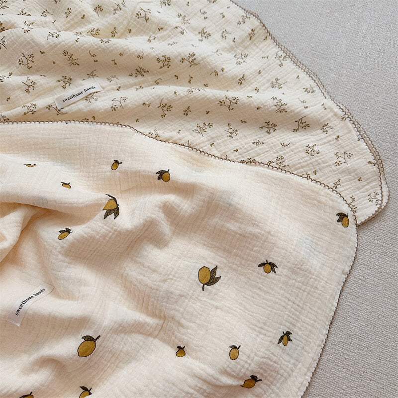 Lemon Muslin Toddler Blanket & Pillow Set – 47"×51"
